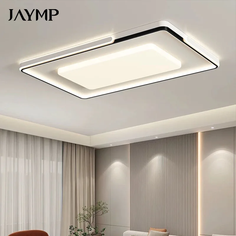 

Dimmable Living Room Lights Modern Square Bedroom LED Ceiling Light Creative Black White Dining Room Study Interior Decor Lamp