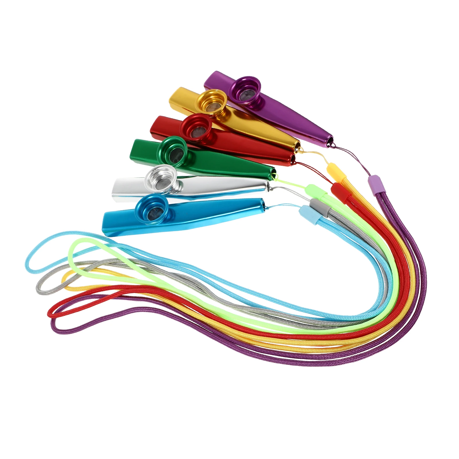 

6 pcs Kazoo Flute Metal Kids Musical Instrument Toys Durable Early Education Hanging Rope Bright Color Creative Design