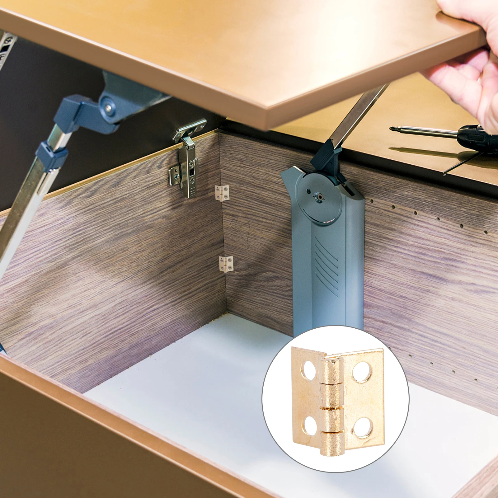

50 Pcs Yellow Hinges Nails Set Durable High Grade Material Decorative Hinge for Doors Jewelry Boxes Wooden Box Cabinet Drawer