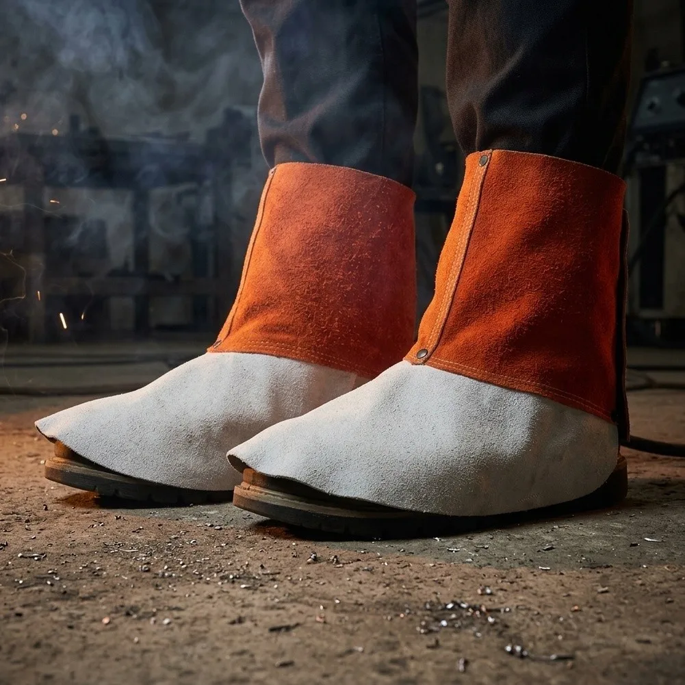 Welding Foot Protectors Made of Leather - Heat Resistant Boot Covers Gaiters for Daily Use in Metalworking Environments