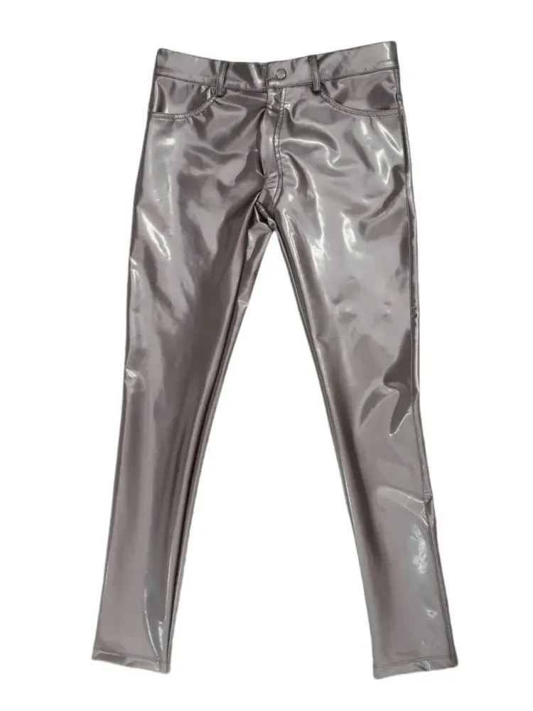 M-4XL Wet Look PVC Jeans Mens Shiny PU Leather Pencil Pants Tights Fashion Motorcycle Trousers Legging Spodnie Pantalon Clubwear