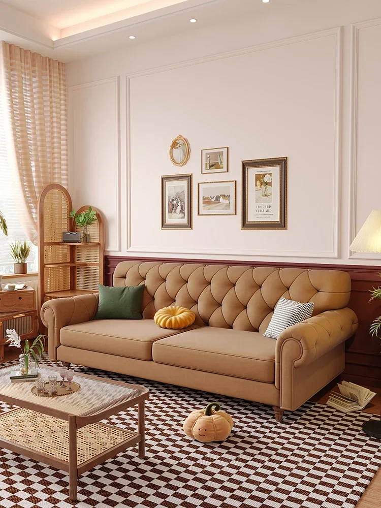 

Эстетическая современная простая гостиная премиум-класса, небольшая квартира, американский диван в европейском стиле