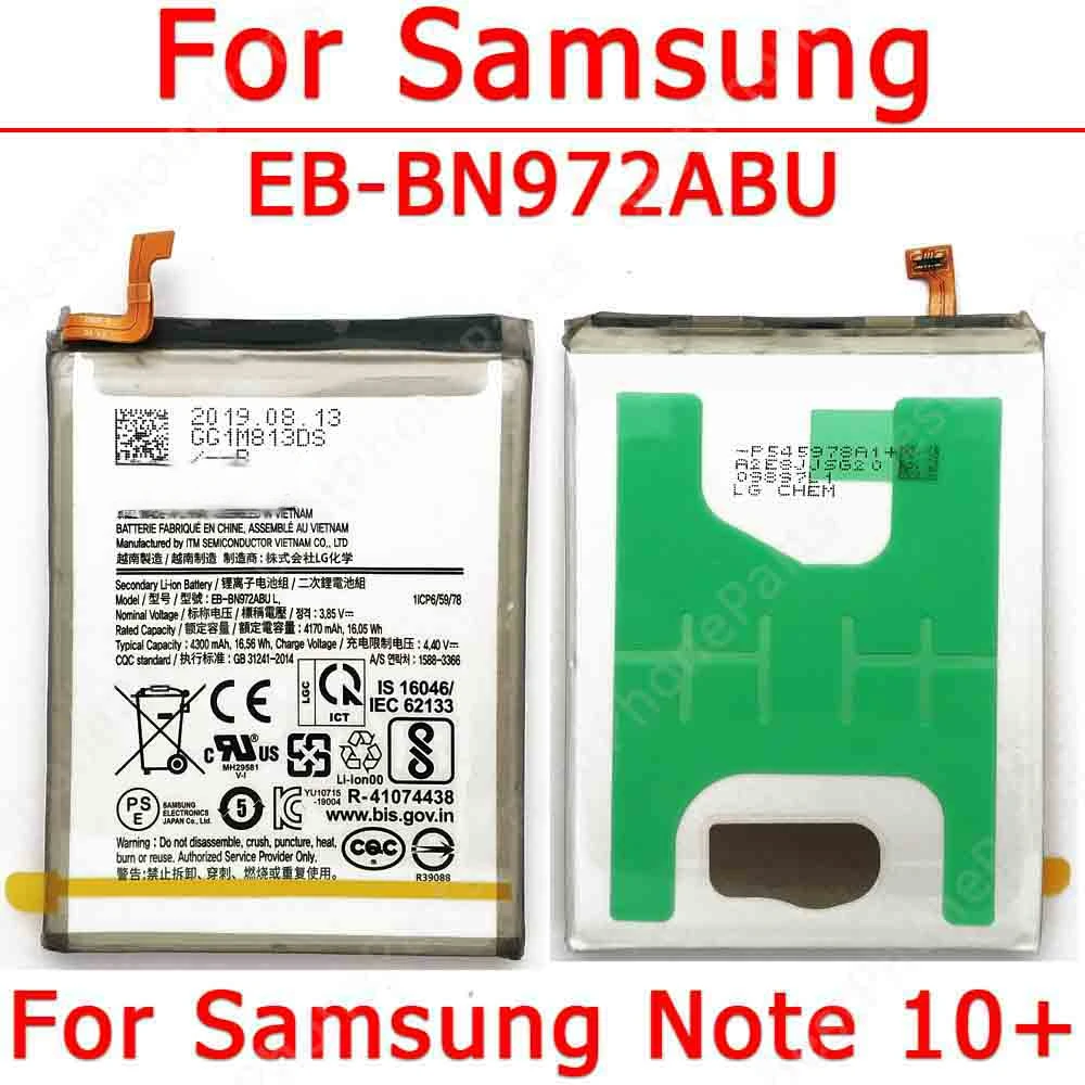 For Samsung Galaxy Note 10 Plus Note10 + N975 4G 5G Battery EB-BN972ABU Spare Parts Li-ion 4300 mAh Cellphone Bateria