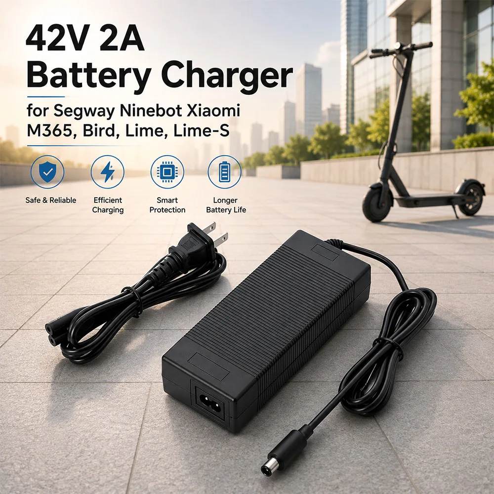 42V 2A Power Adapter for Lime Scooter Chargers for Ninebot G30LP  ES4 ES1L F30 F40 E25 Xiaomi M365 Pro/Pro2 Lime-S and Hiboy S2R
