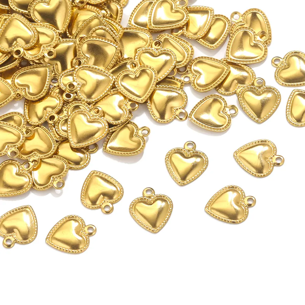 50pcs Stainless Steel Small Heart Charms For Jewelry Making Necklace Ornaments Bracelet End Tail Charm Supplies Material Crafts