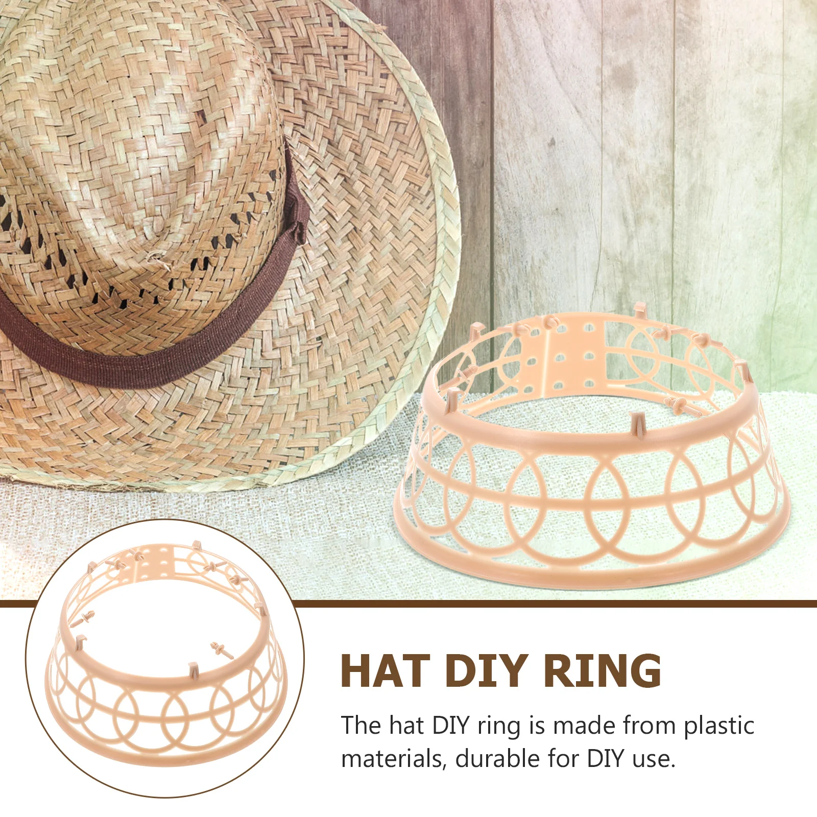 

10 Pcs Plastic Hat Hoop Braided Inner Support Lightweight Conical Shape Straw Hat Making Accessory Adjustable Farmer Heawear
