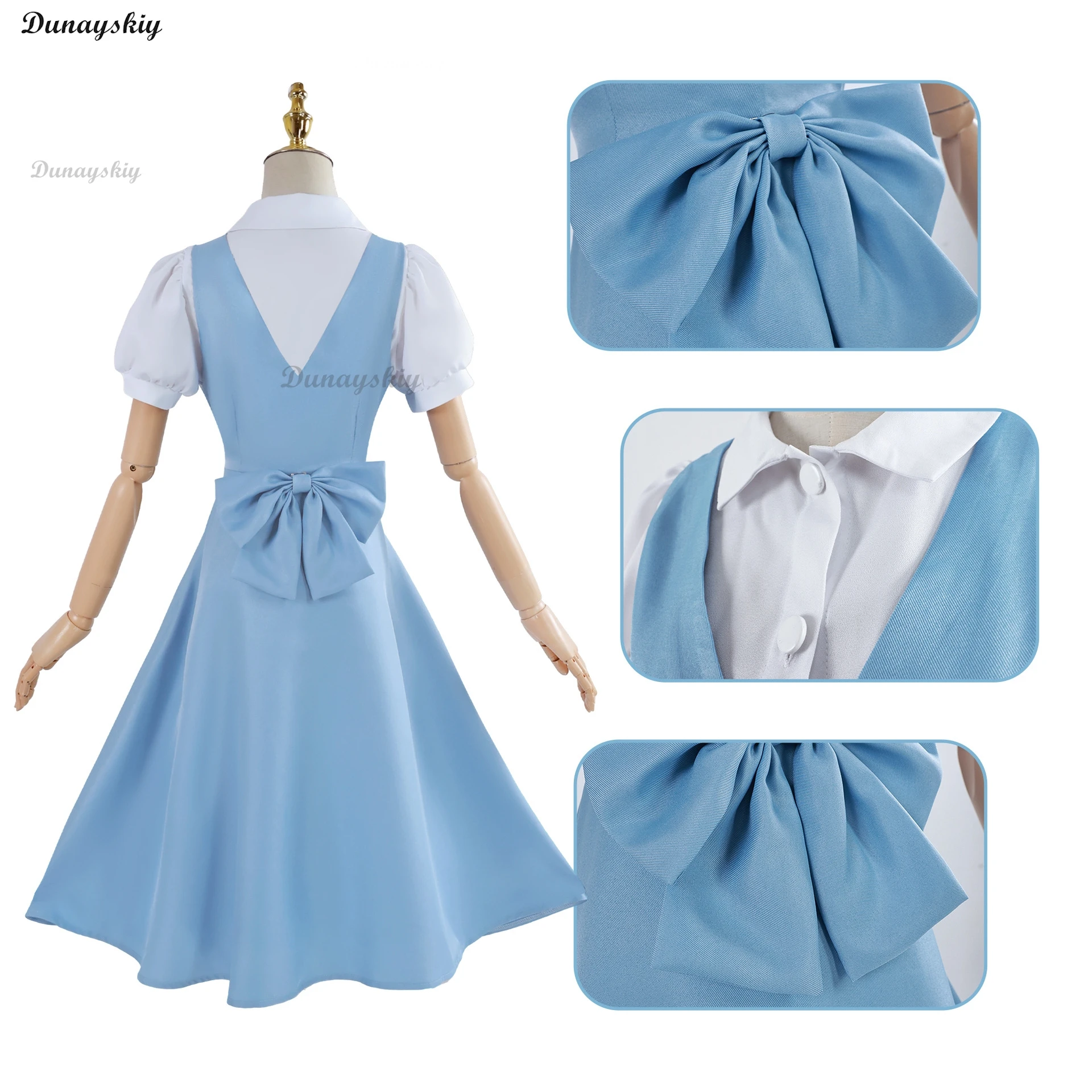 أزياء أنيمي رانما 1/2 أكاني تندو التأثيرية فستان أزرق جميل كرنفال لعب الأدوار بدلة موحدة لحفلات الهالوين مخصصة
