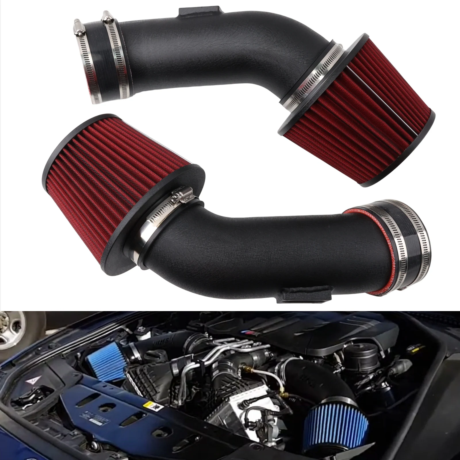 Cold Air Intake Kit Fit BMW F06 F12 F13 M6 S63B44TU 4.4L Twin Turbo V8 2012 2013 2014 2015 2016 2017 2018