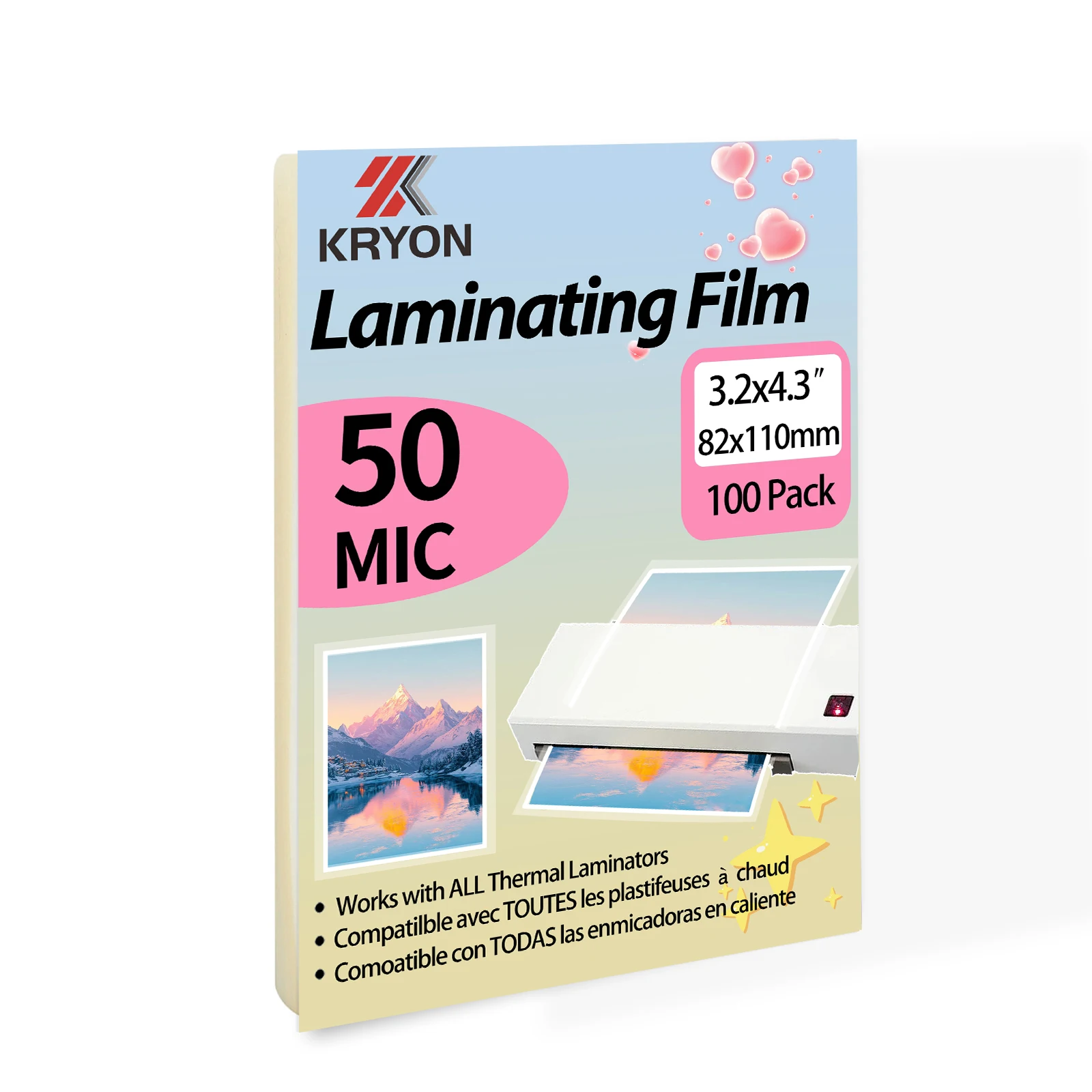 100 Pack Laminating Sheets 3.2x4.3 Inches Thermal Laminating Pouches 50mic Thickness Laminating Film