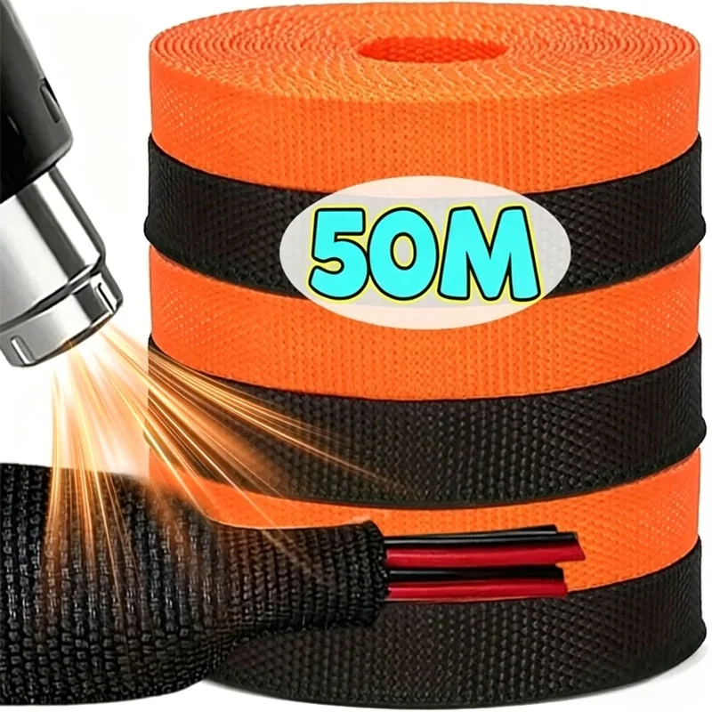 1–50 m geflochtene Kabelhülse, Durchmesser PET-Schrumpfschlauch, Isolierung, flammhemmend, schrumpfbarer Kabelmantel, Organizer
