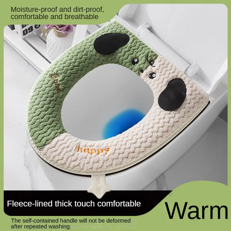 Warm toilet cushion New zipper thick winter soft toilet seat pad potty cover washer case for WC cape back waterproof silicone