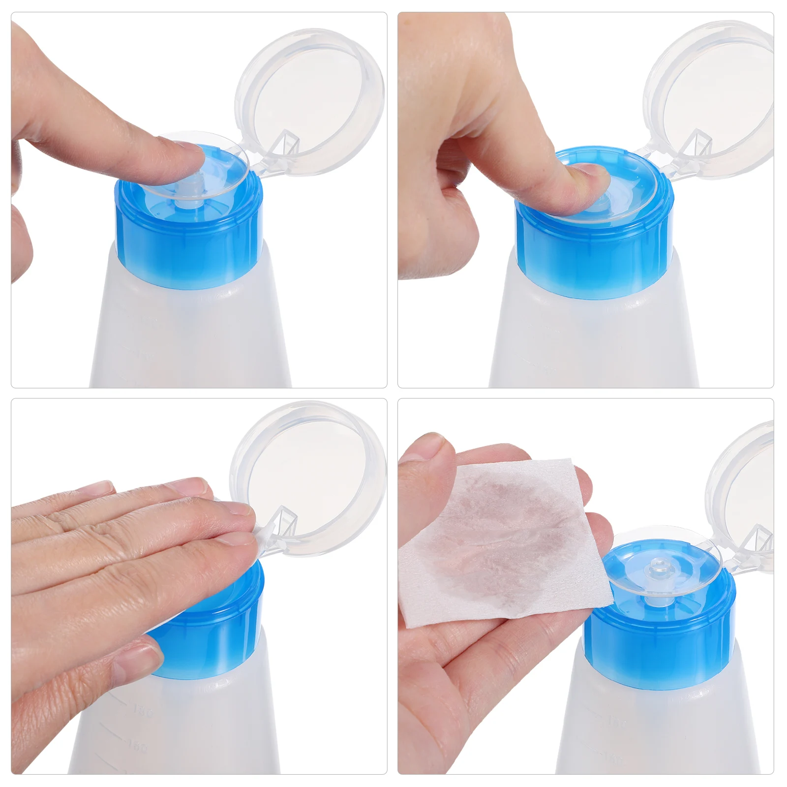 

2pcs Nail Polish Remover Pump Empty Bottles Red Blue Cone Shaped Travel Outdoor Leak Proof Durable Plastic Dispensers