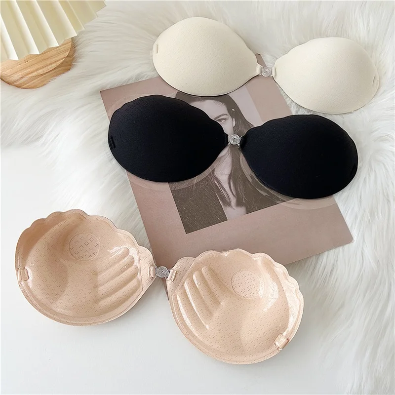 Invisible Silicone Nipple Covers White Women's Strapless Bra Bridal Gown Vacation Anti-exposure Ensemble Small Chest