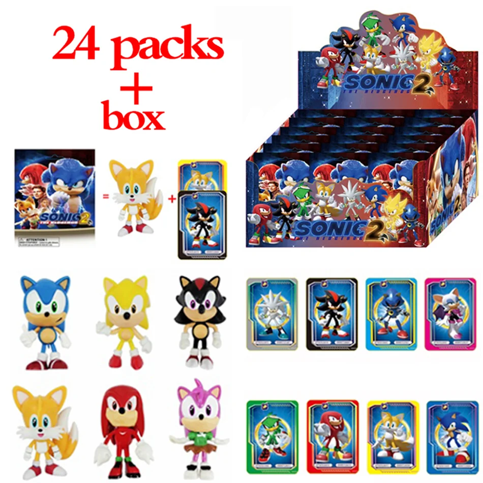 24pcs Sonic Blind Box Anime figures Mystery Box game Doll Figure PVC model Toys desktop Decorative Kids birthday Christmas Gifts