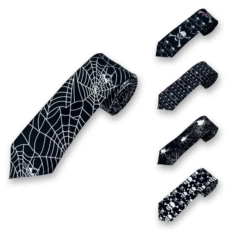 

652F Хэллоуин Галстук Мужская рубашка с узором в стиле панк для официального мероприятия на рабочем месте