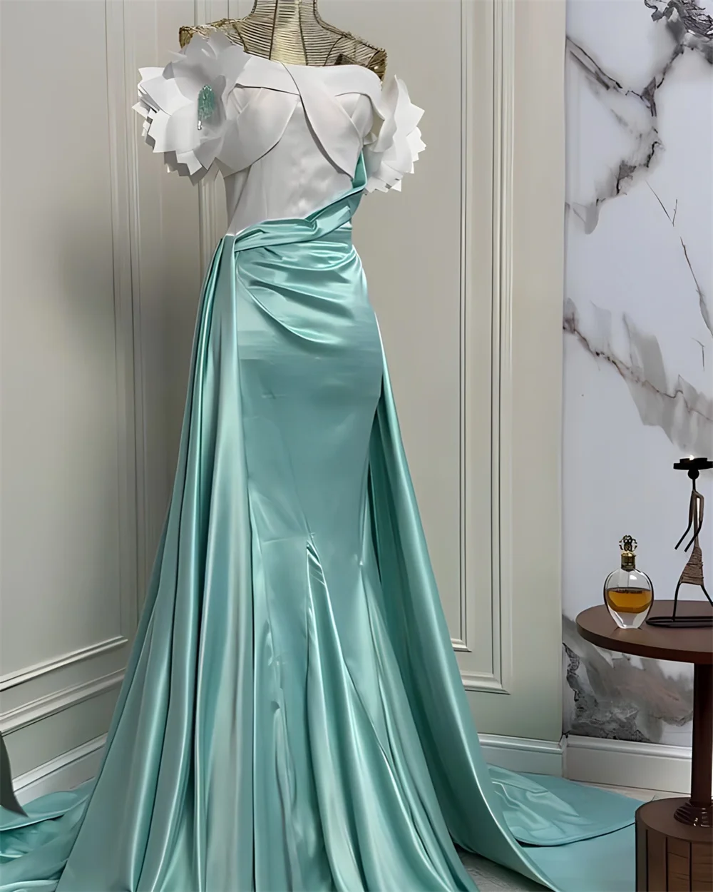 Saudi Arabia Formal Gown Prom Dearin Off-the-shoulder Floor Length Skirts 3D Flower Bespoke Occasion Dresses Evening Dress