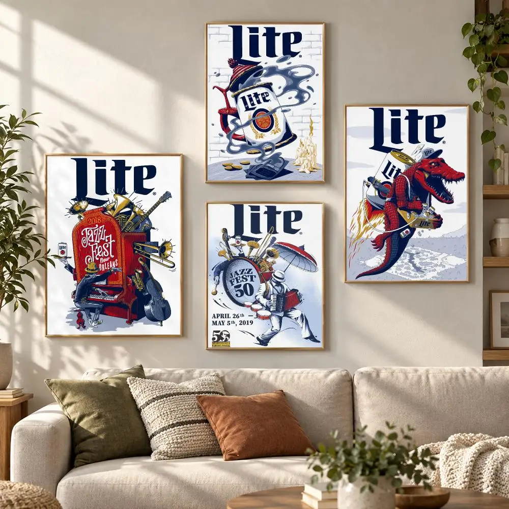 M-Miller Lite Beer Design Poster HD Waterproof Aesthetic Wall For Home Decor Trendy Durable Easy To Apply Art
