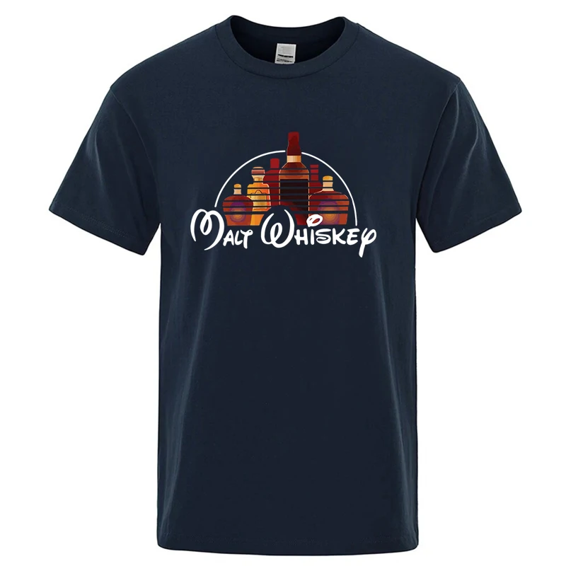 Summer Men T-shirt Cotton Blend Funny Malt Whiskey Print Summer Loose O-neck Cool T Shirt for Men Short Sleeve T-shirt Male Tee