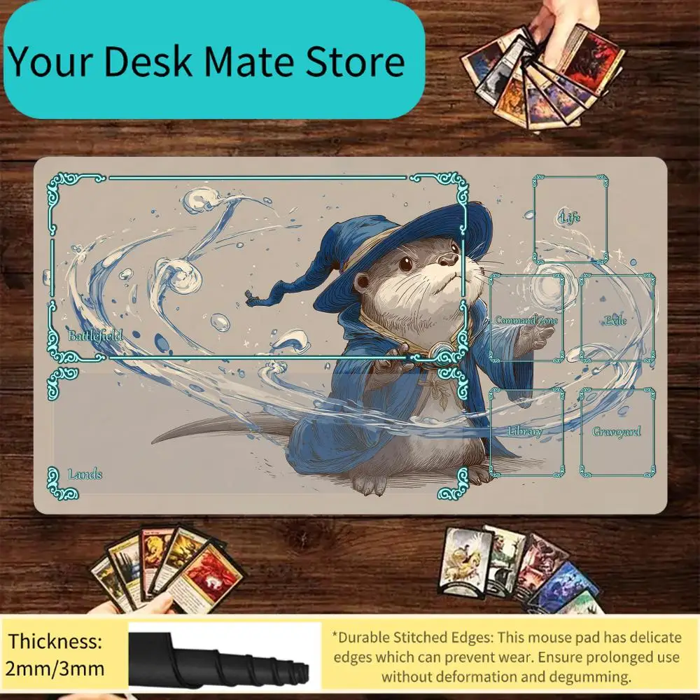 

Magic Card Playmat with zone Kawaii Otter Magician MTG playmat gathering gaming mats Desk Mat Commander Battle playmat magic