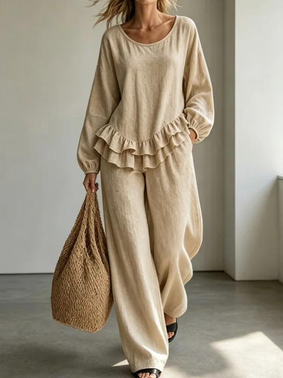 Women's O-Neck Long Sleeve Pullover Maxi Skirt Set Spring Summer Fashion Streetwear Outfit Two-Piece Ladies Top Skirt Suits 2026