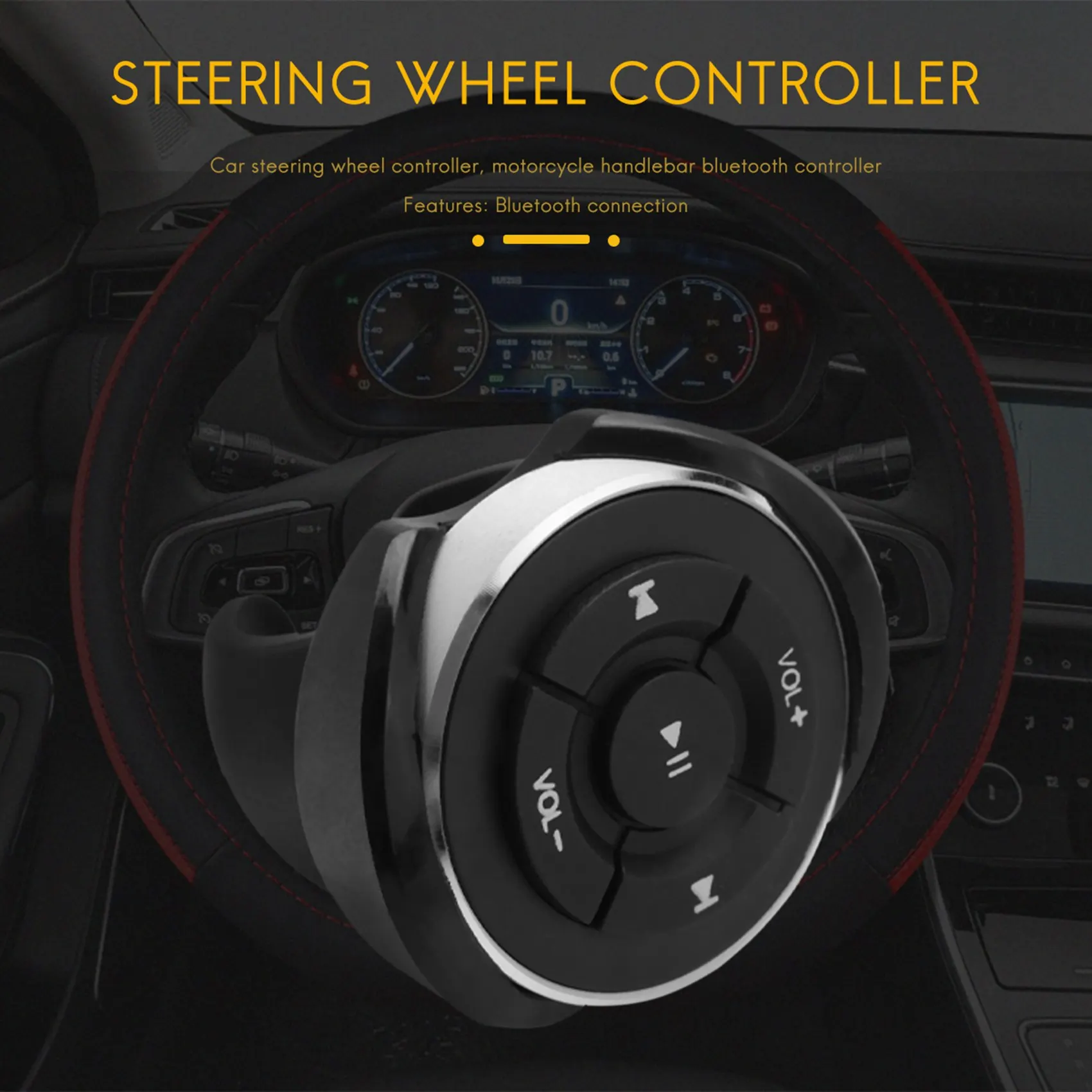 Wireless Bluetooth Remote Control Car Steering Wheel Motorcycle Bike Handlebar Media Button For Iphone For Samsung Android Phone