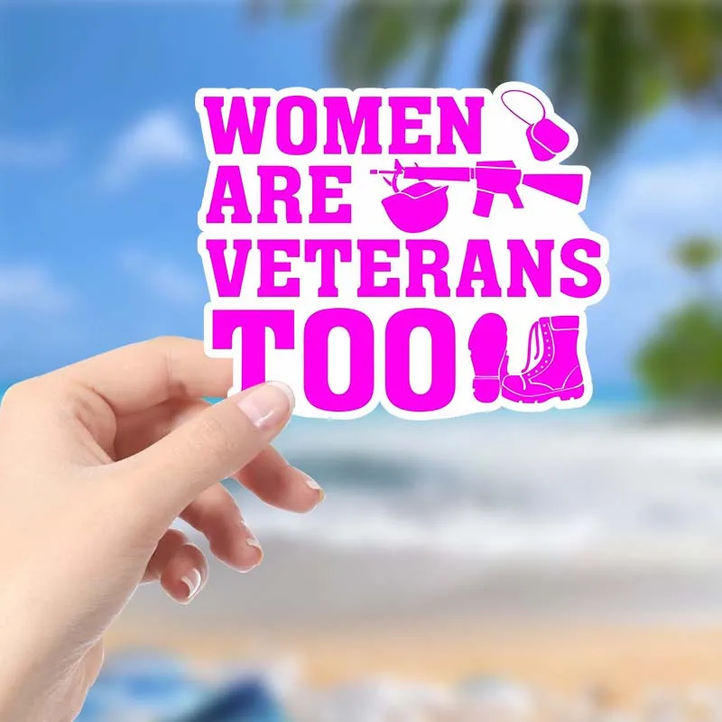 Decal for Car Laptop & Water Bottle - Durable Matte Finish with Graphics - Self-Adhesive Supportive Sticker for Female Veterans