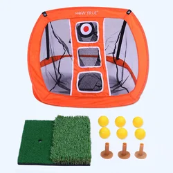 Pop Up Golf Chipping Net Indoor/Outdoor Golf Hitting Net with Golf Mat for Indoor Backyard Practice Swing Game