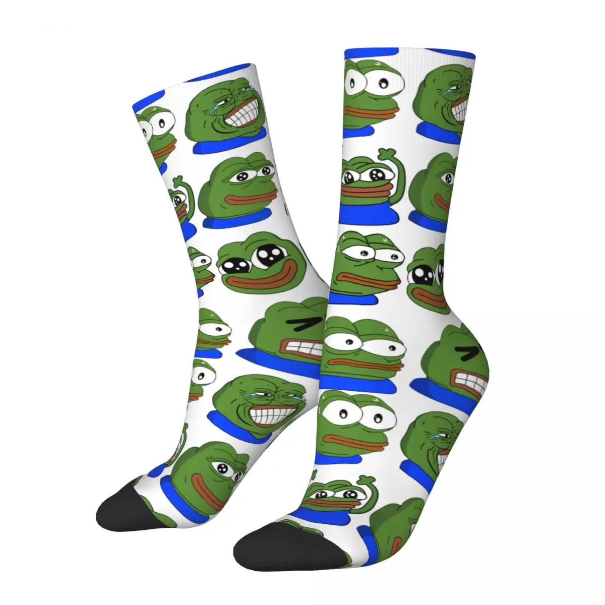 Happy Funny Men's compression Socks Overload Retro Harajuku Pepe Frog Animal Hip Hop Novelty Casual Crew Crazy Sock Gift Printed