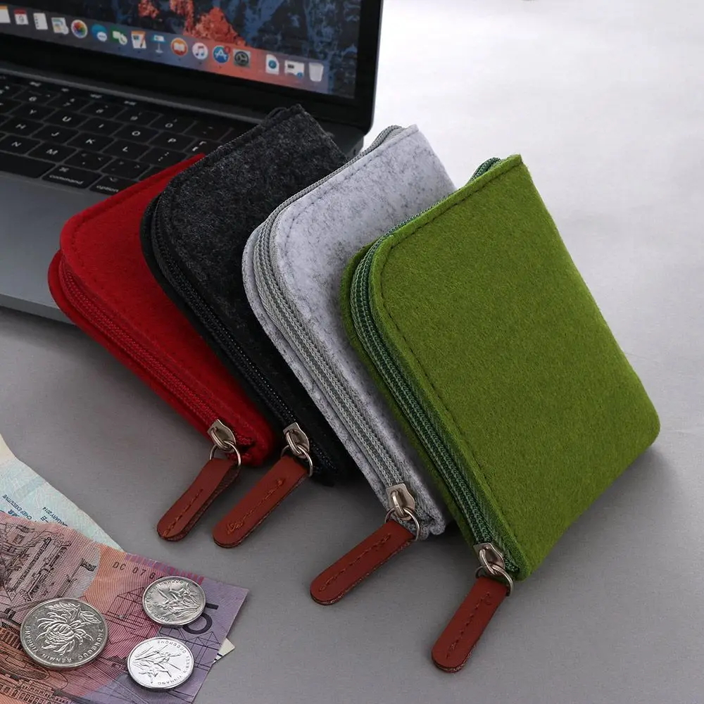 

Unisex High Quality Storage Wallets Card Holder Pouch Felt Square Shape Design Change Purse Money Bag Coin Purse Key Bag