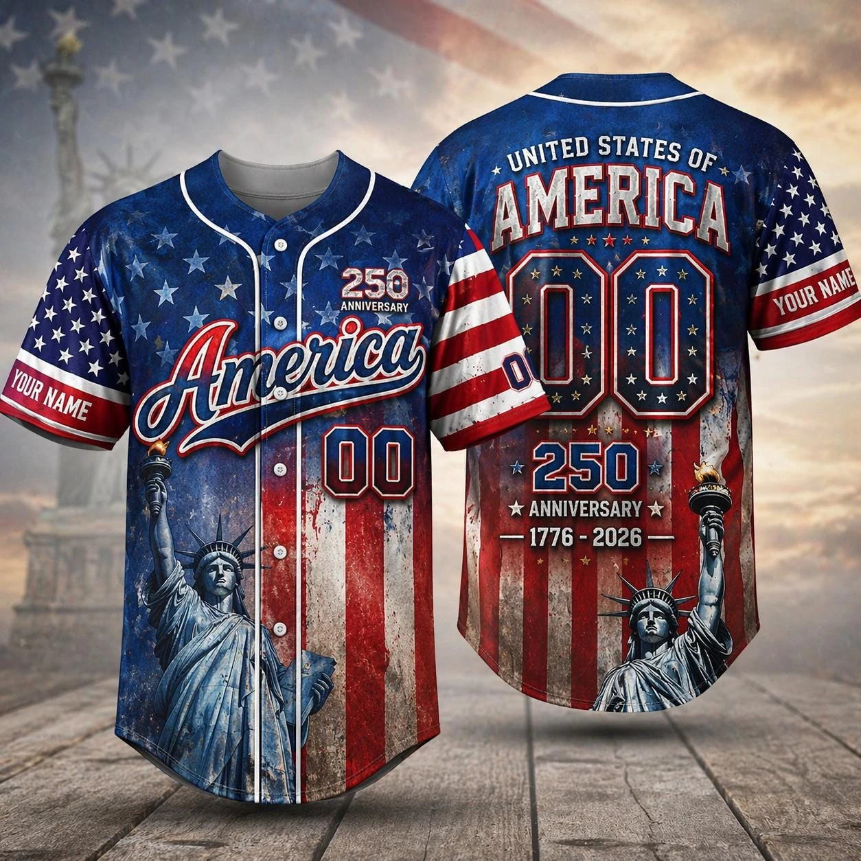 Camisa de Beisebol do 250º Aniversário da América, Personalizada com Nome e Número, Camiseta Patriótica com Bandeira dos EUA, Vestuário para Fãs do Dia da Independência