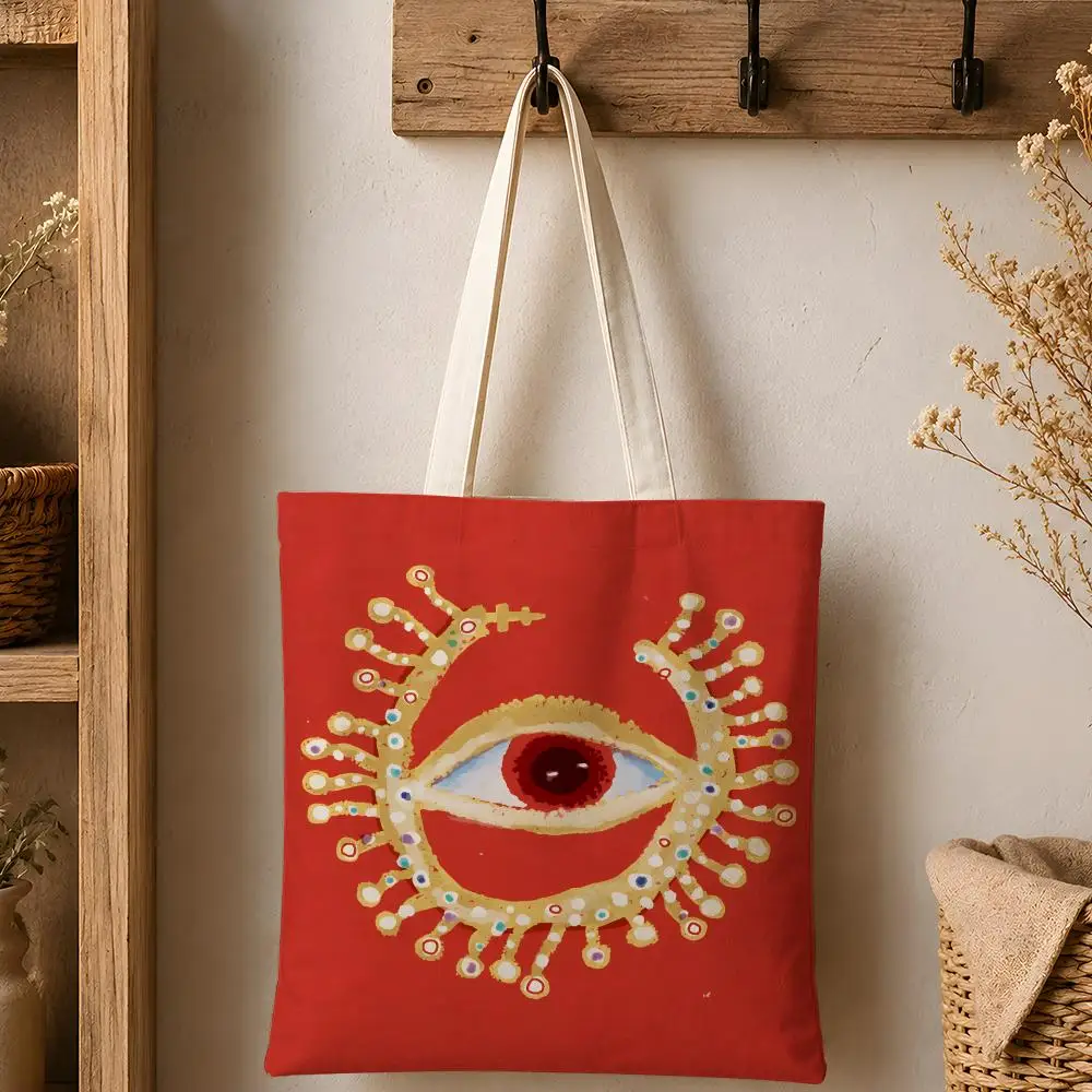 Luxuriöse S-Schiaparelli Aufbewahrungstaschen Modische Baumwoll-Canvas-Tragetasche 12/16oz Umweltfreundliche Wiederverwendbare Einkaufstasche mit Großer Kapazität – Detail 6