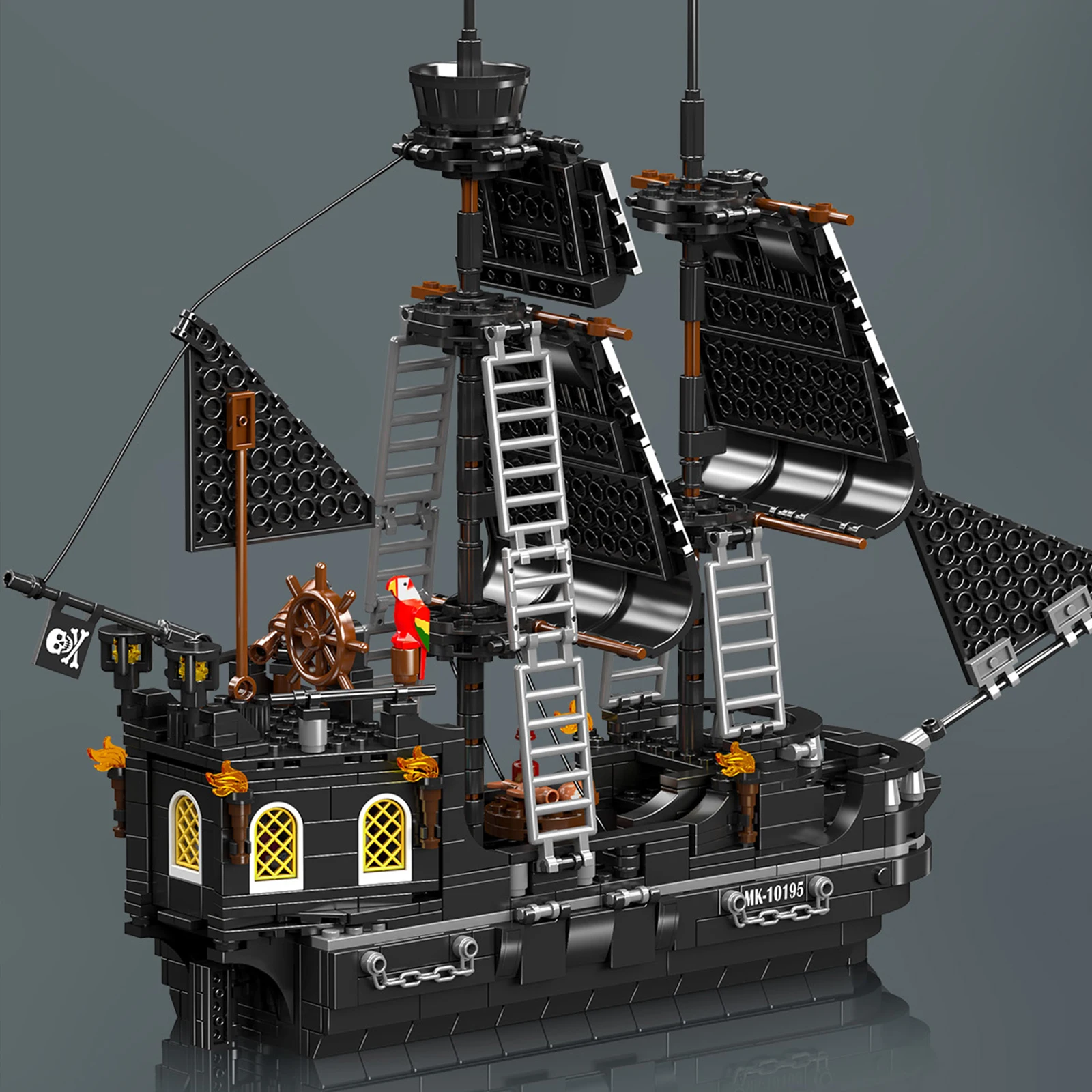 몰드 킹 10195 블랙 펄 해적선 모델 932피스 창의적인 배 모델 시리즈 블록 DIY 장난감 크리스마스 선물용