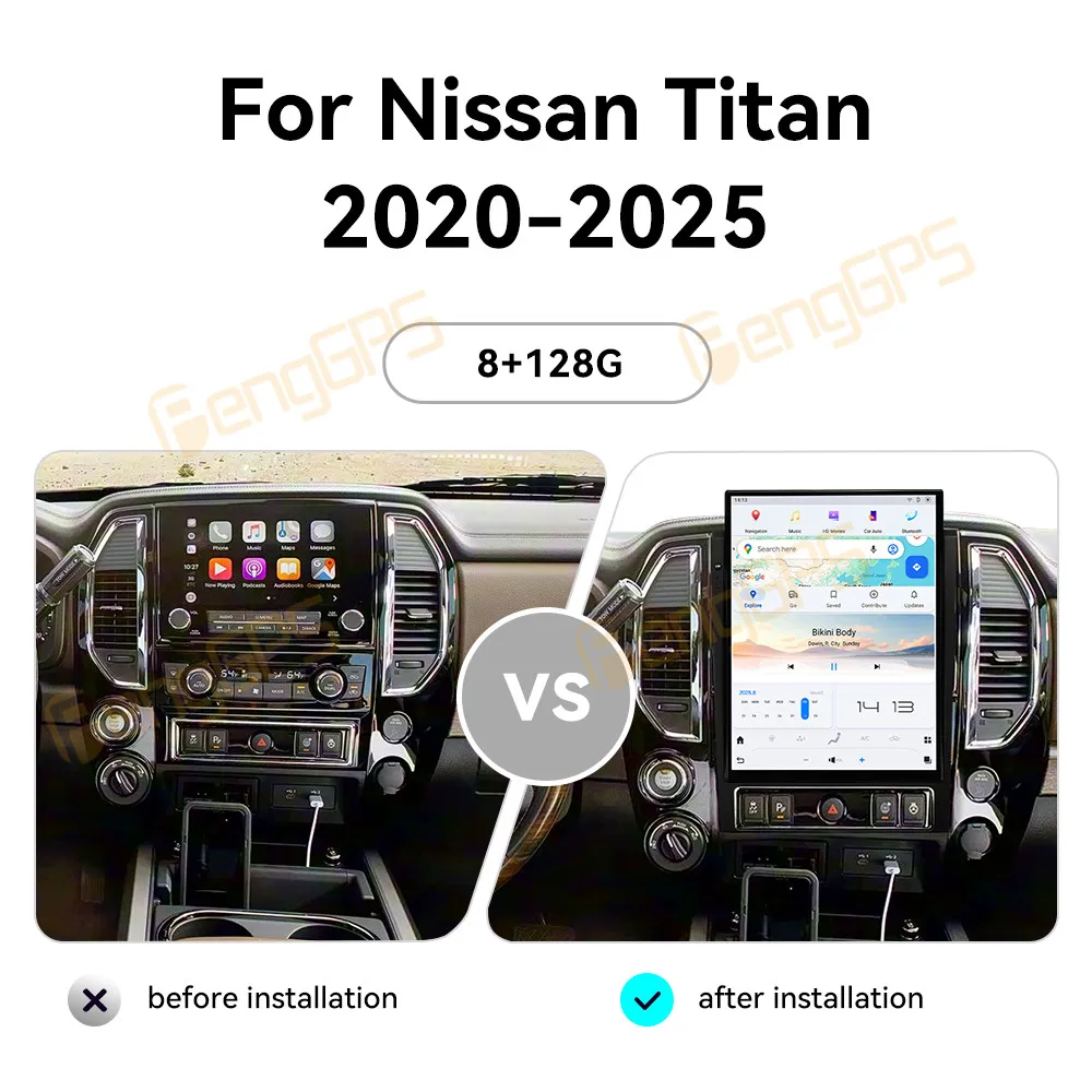 15.6 Inch Android 13 CarPlay Car Radio For Nissan Titan 2020-2025 Touch Screen Multimedia Player GPS Navigation Head Unit DSP