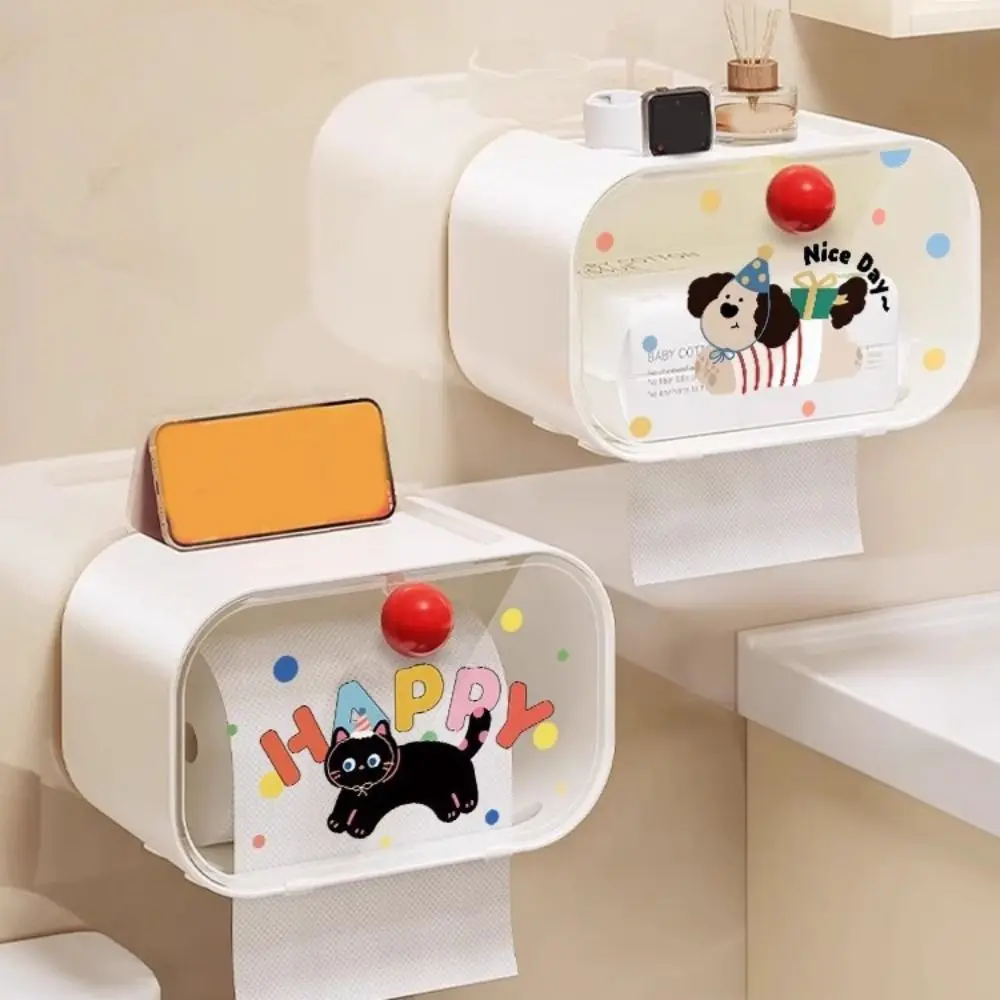 

Пластиковый мультяшный держатель для салфеток, водонепроницаемый, отличная несущая нагрузка, настенная коробка для салфеток, без перфорации, экономия места
