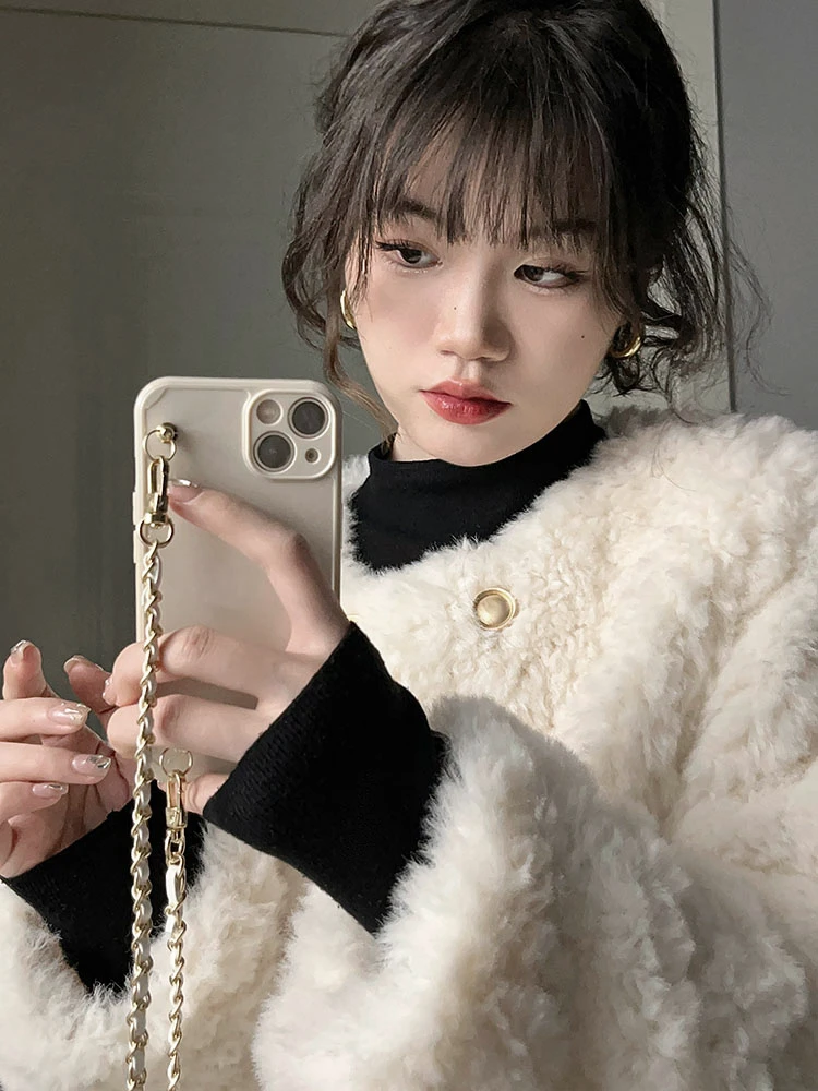 เสื้อโค้ทขนแกะผู้หญิงสไตล์เกาหลี ทรงหลวม ใส่สบาย รุ่นใหม่ล่าสุดสำหรับฤดูใบไม้ร่วงและฤดูหนาว คุณภาพสูง