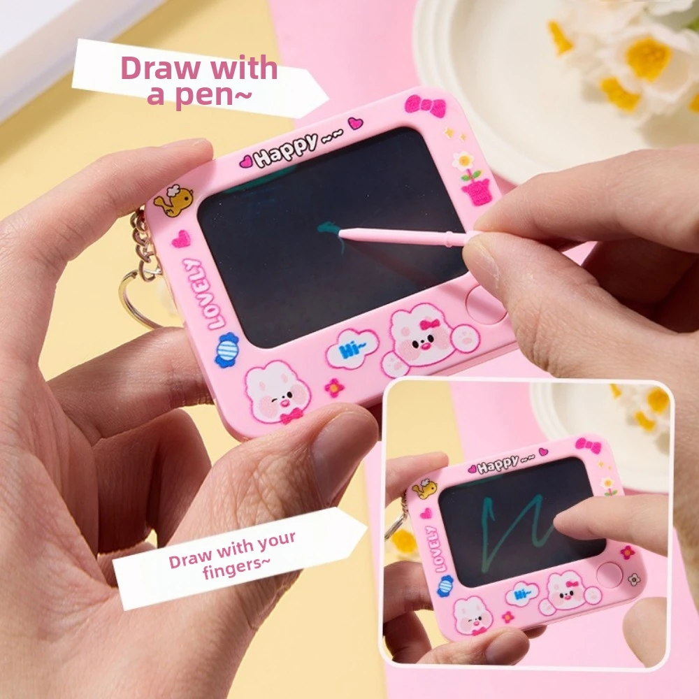 DIY Magnetic Drawing Board Keychain Creative Erasable Mini Doodle Pad Keychain Hanging Charm Funny Fidget Bag Accessory