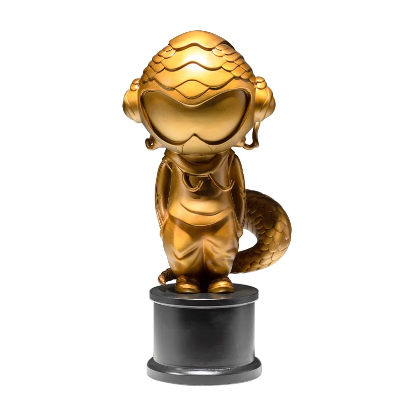 

Cartoon space snake brass ornament, Guochao play cartoon doll space snake copper ornament