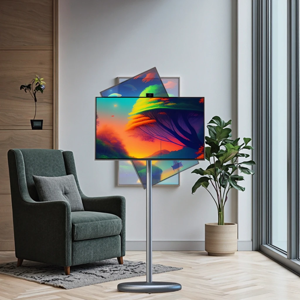 Ultra Hd Indoor Digital Signage 27 Inch Movable Smart Home Tv Ips Touch Screen Portable Smart Tv OFD Rotating Portable Tvs