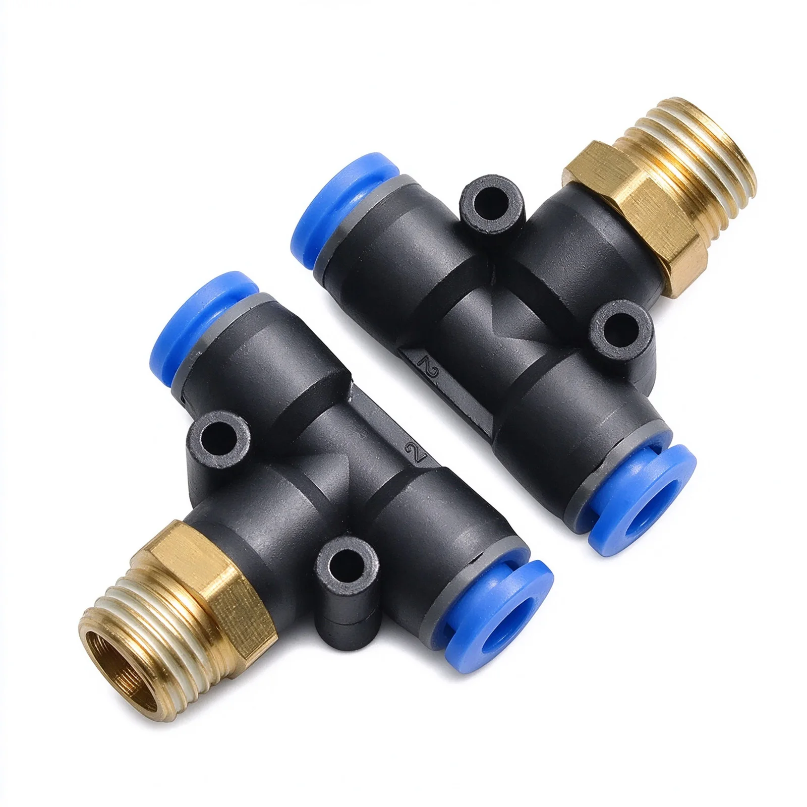 PB Series T-Type Male Thread Tee Pneumatic Fitting Blue Sleeve Air Tube Quick Connector PB6-02 PB8-04 PB4-02 PB4-M5
