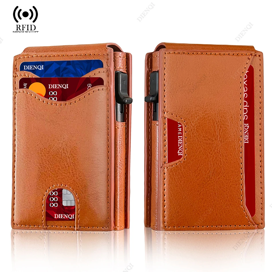 

Rfid держатель для кредитных карт мужские кошельки Элитный бренд держатель для банковских карт минималистичный кошелек кошелек для денег коричневый мини-кошелек для мужчин Vallet