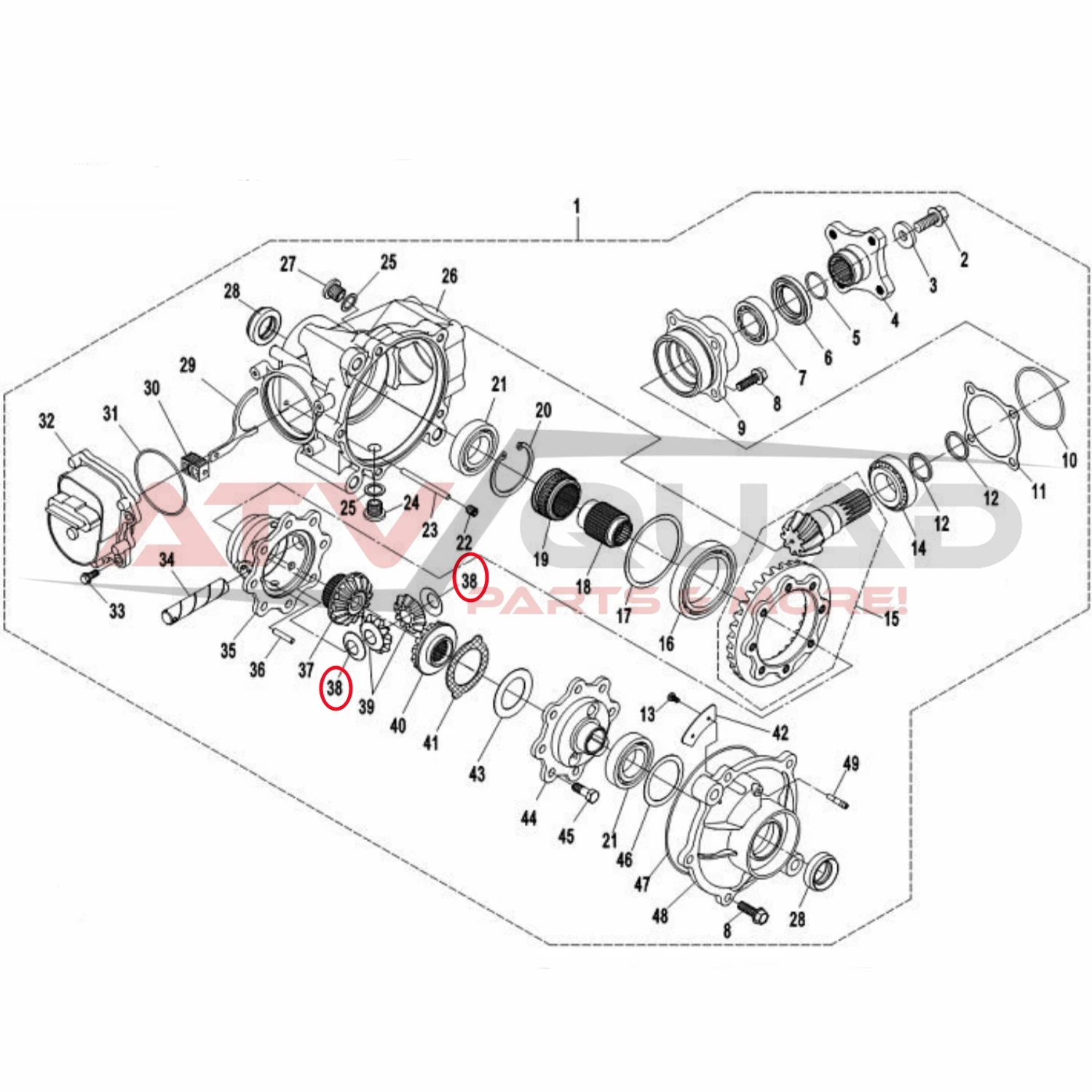 Differential Wearing Ring for CFmoto 400 450 500 X5 U5 520 X5HO 550 600 Touring 625 X6 800 800XC 850 X8HO 950 1000 0181-313011