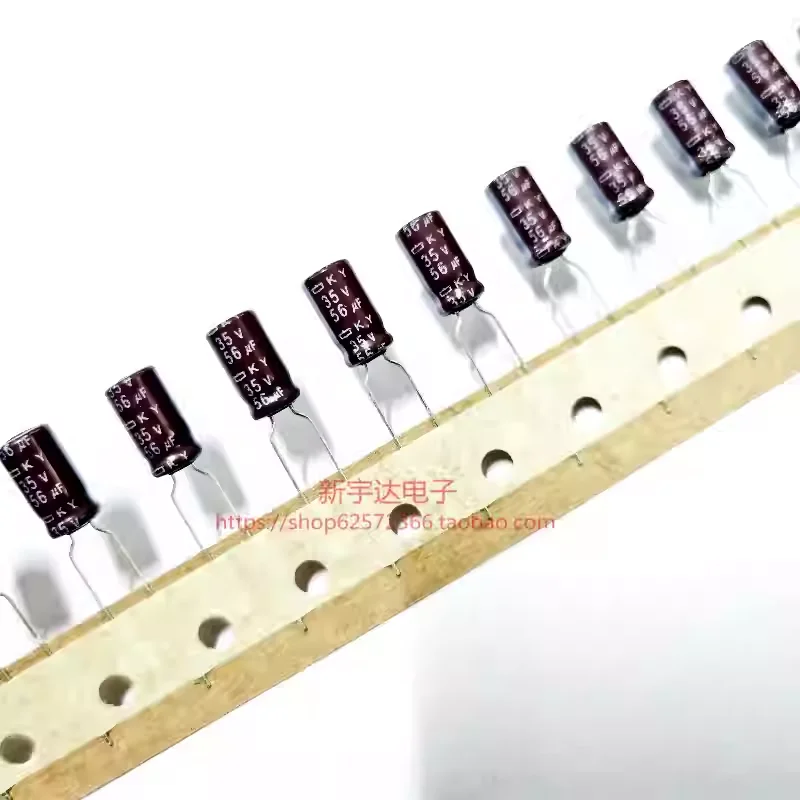 

10-100 шт. 35В 56мкФ 6.3X11 Black Diamond KY Высокочастотный электролитический конденсатор с длительным сроком службы, 56мкФ 35В, с выводами-штифтами
