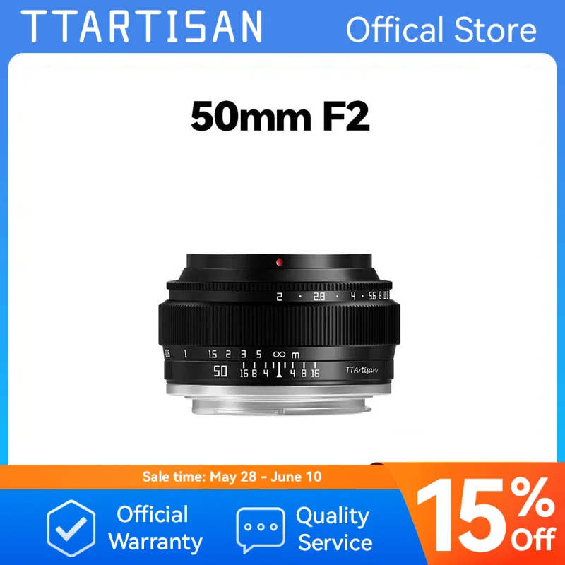 TTArtisan 50mm F2 Prime Lens for Sony E Mount Fujifilm XF Canon M Leica L Nikon Z Panasonic Olympus M43 Camera Lens