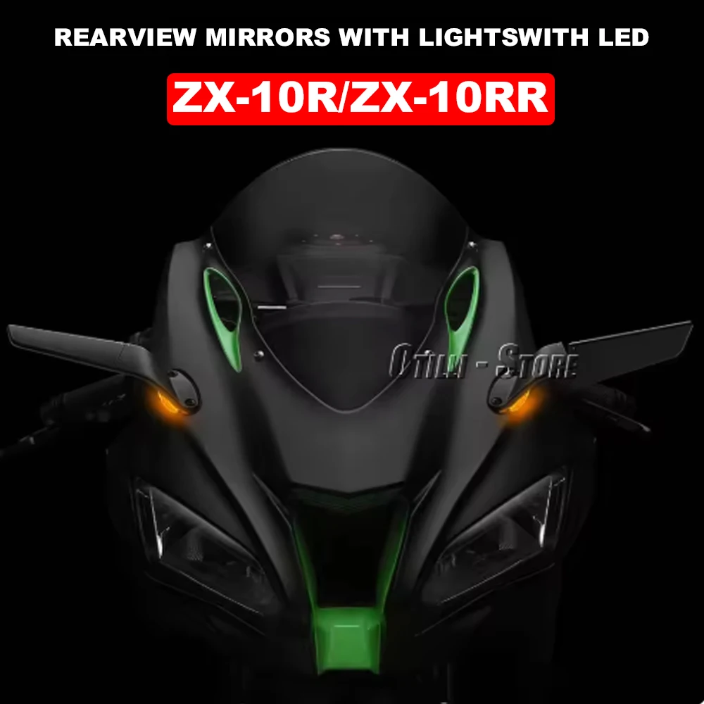 NEW  For Kawasaki Ninja 1000 ZX-10RR ZX 10R ZX-10R Motorcycle Rearview Side Mirrors Wind Wing Adjustable Rotating with LED Light