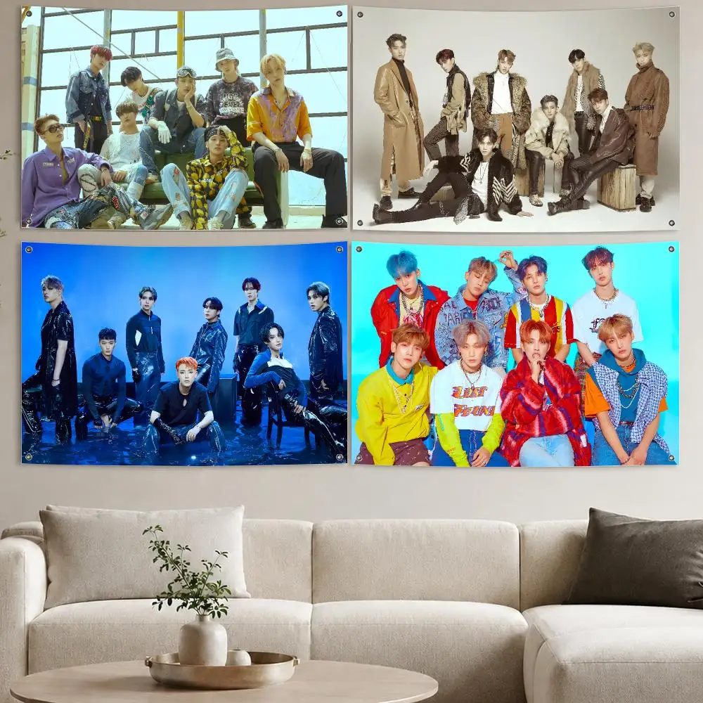 Kpop A-ATEEZ Hongjoong San Flags Aesthetic Wall Tapestry Printed Wall Hanging Living Room Party Outdoor Decor