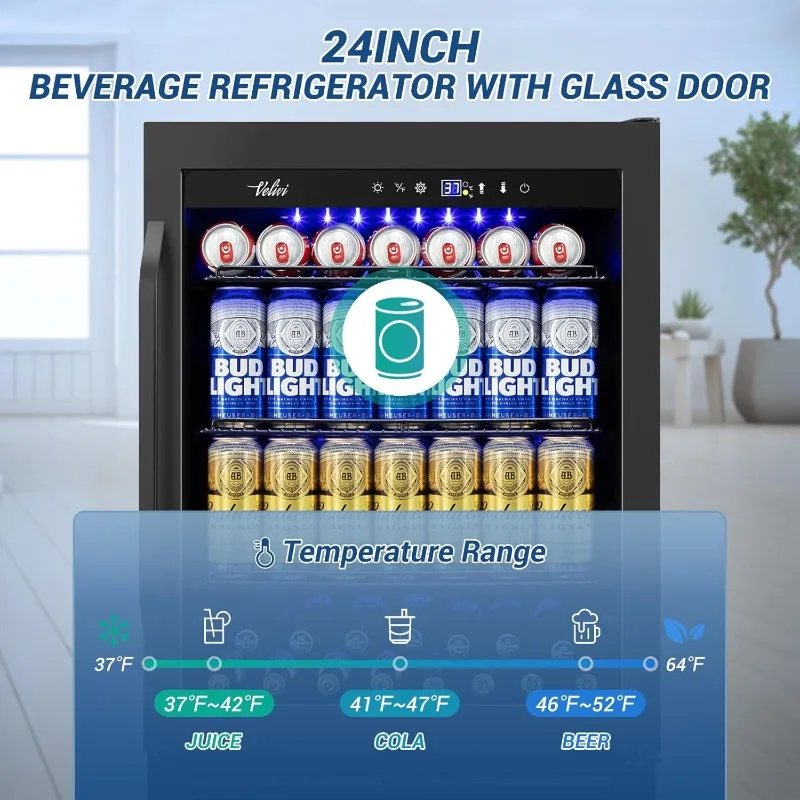 24 Inch Beverage Refrigerator Under Counter, 24