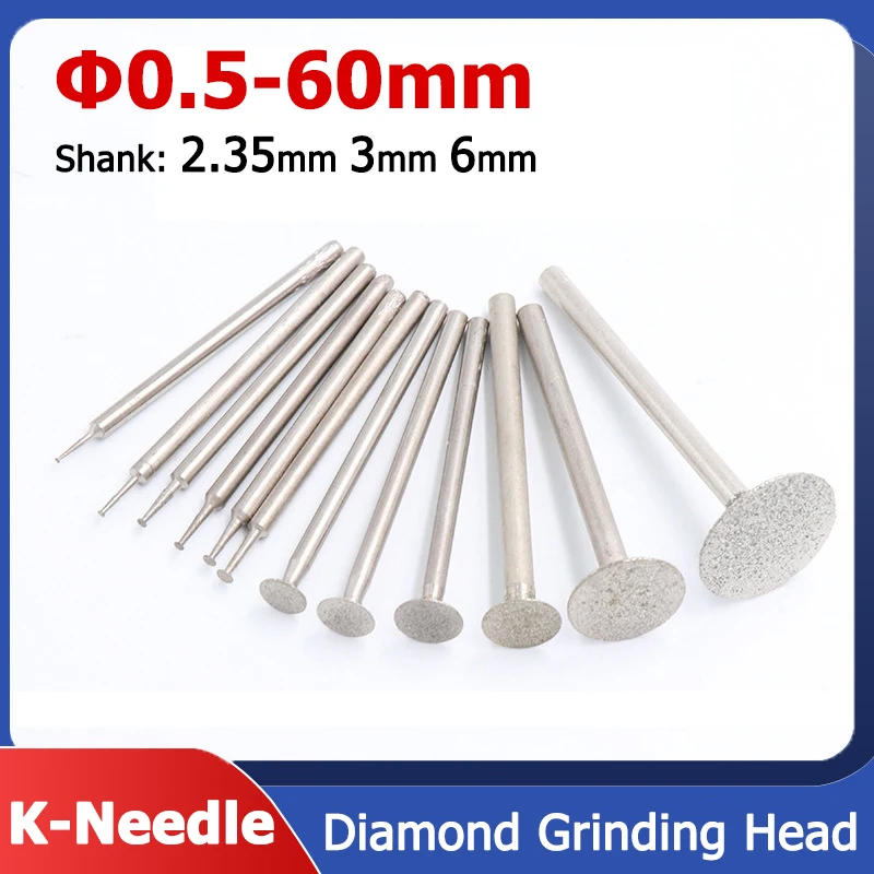 1-10pcs Dia 0.5-60mm Diamond Cutting Grinding Head Wheel 2.35/3/6mm Shank Cutting of Jade Stone Agate Wax for Dremel Rotary Tool