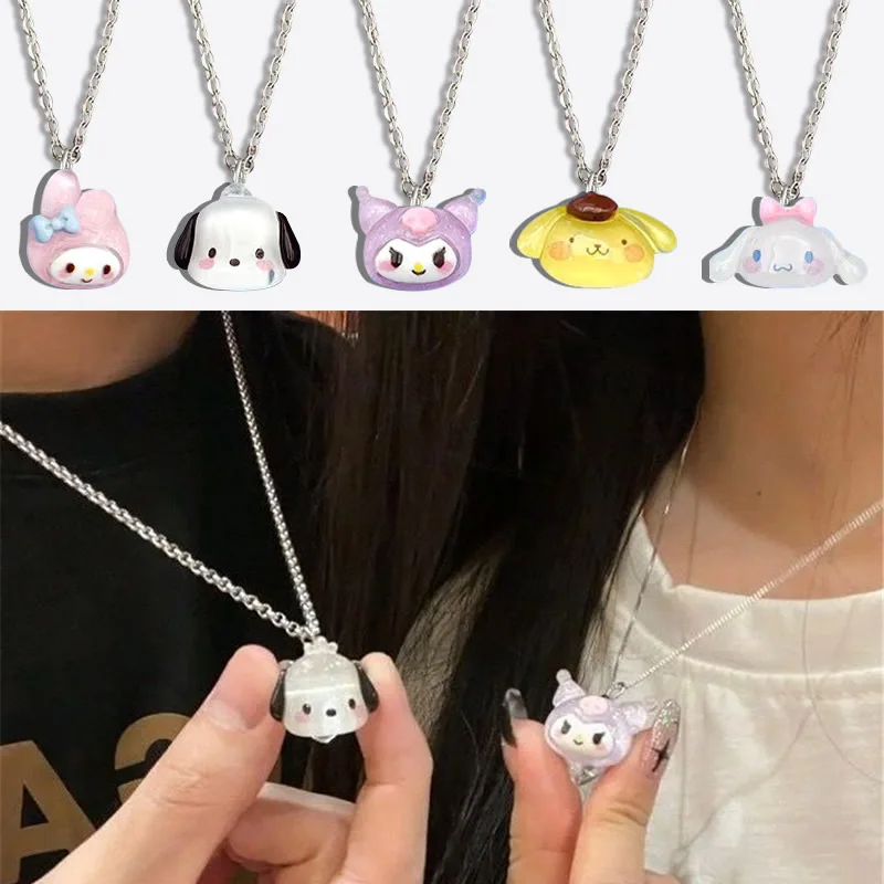 Kawaii Sanrio Necklace Kuromi Cinnamoroll My Melody Cute Clavicle Chain Adjustable Pendant Accessories Girls Birthday Gift Toy