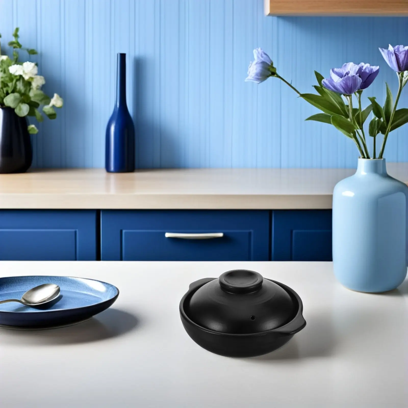 

Clay Pot Cooking Terracotta Casserole Dish Lid Earthenware Rice Pot Korean Stone Bowl Kitchen Restaurant 600Ml