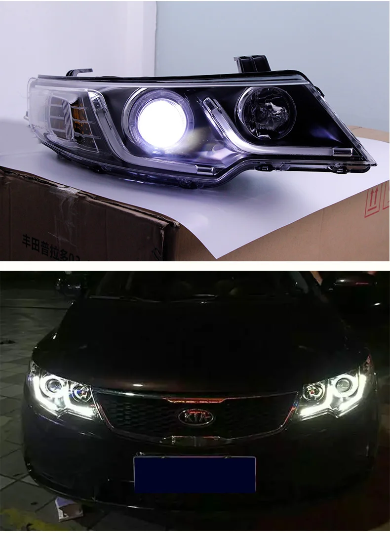 12v cor vermelha faróis led para kia cerato 2010 luzes do para-choque dianteiro do carro conjunto de montagem do farol led para kia